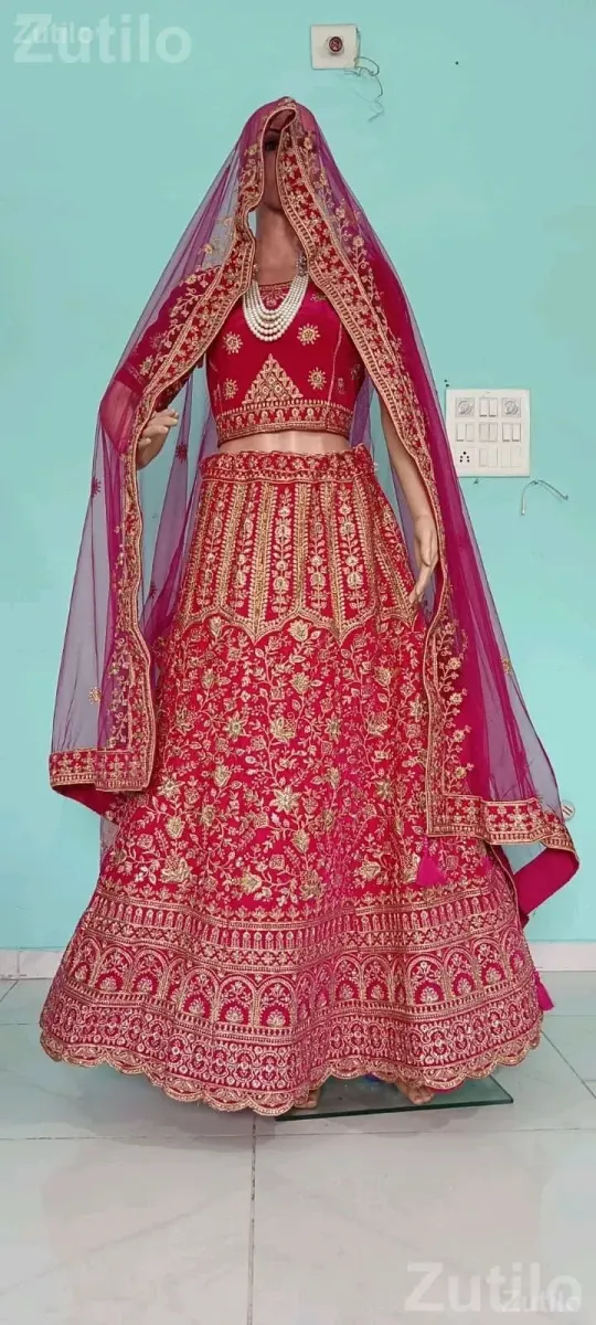 Bridal Lehenga Choli with Dupatta in Maroon - Women's Wear - Bhavnagar City - Image 5