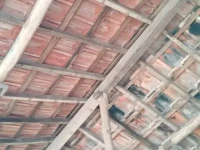 Old Roof Tiles and Wooden Beams Scrap Old Roof Tiles and Wooden Beams Scrap