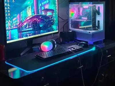 RGB Gaming PC Setup With Monitor
