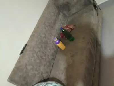 Sofa and wooden almirah