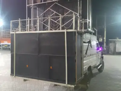 DJ Sound Setup Vehicle with Lighting Frame