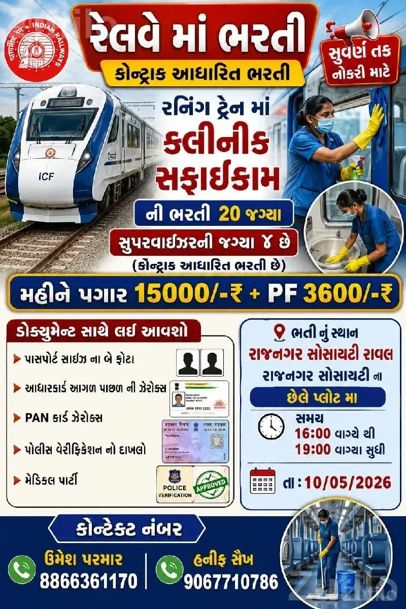 Railway Cleaning Staff Job Opening - Labour / Helper - Kalyanpur - Image 1