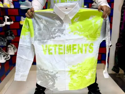 Men's Printed Casual Shirt in White and Neon Men's Printed Casual Shirt in White and Neon