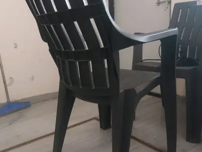 Black Plastic Chair with Armrest