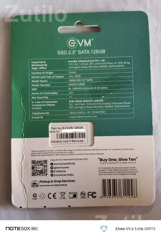EVM 128GB 2.5 Inch SATA SSD - ઇલેક્ટ્રોનિક ઍક્સેસરીઝ - ફતેપુરા - Image 3