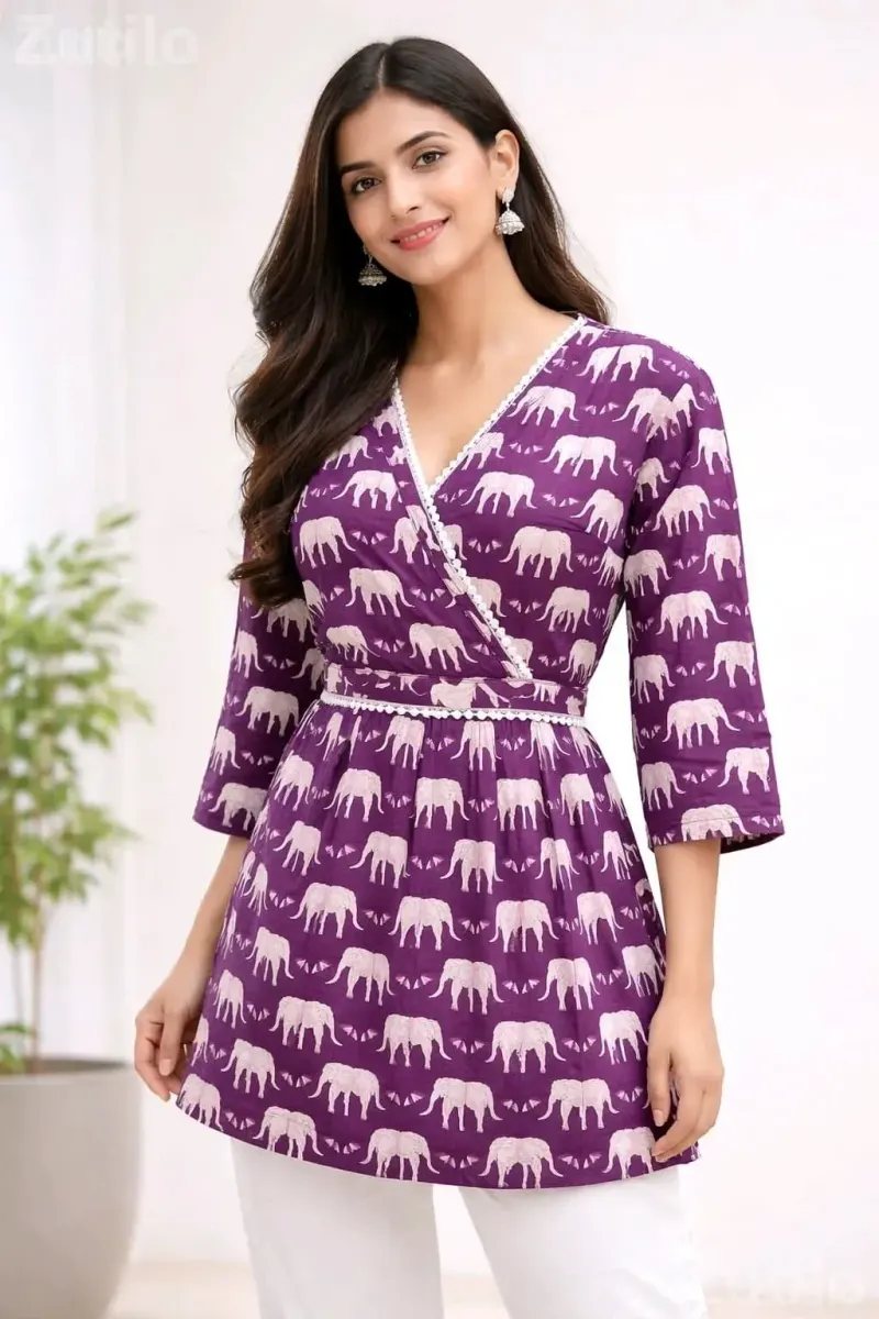 Pink Cotton Short Kurti for Women - Women's Wear - Surat City - Image 4