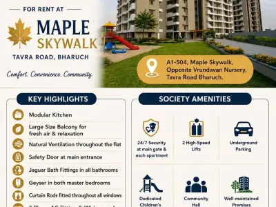3BHK semi-furnished flat on rent