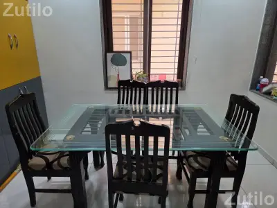 Teakwood dinning table-6 seater in charcoal black Teakwood dinning table-6 seater in charcoal black