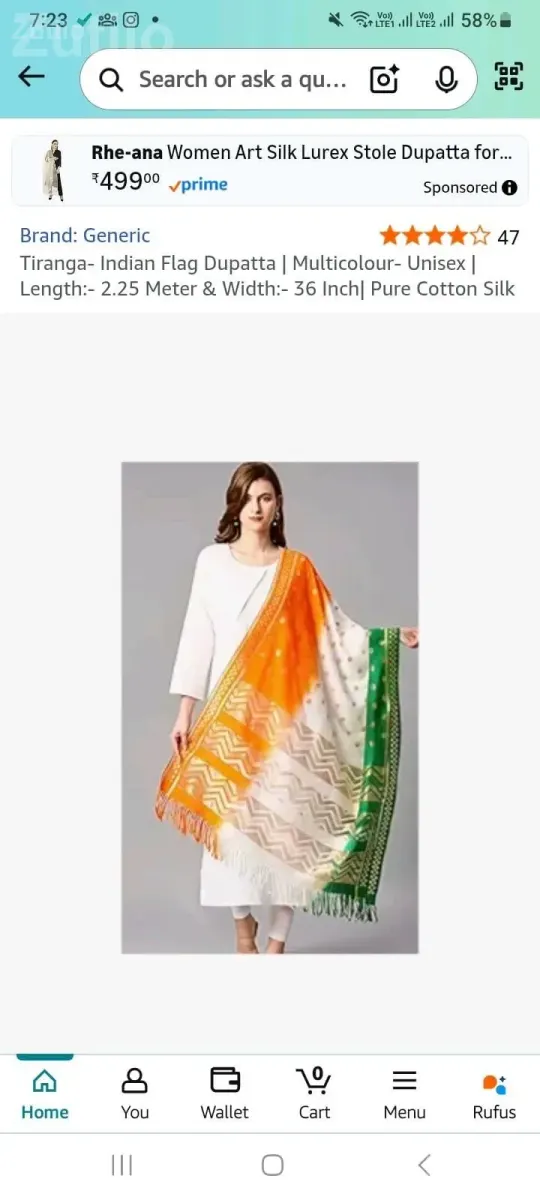 Women Tricolor Net Dupatta with Zari Work - Women's Wear - Vadodara City - Image 2