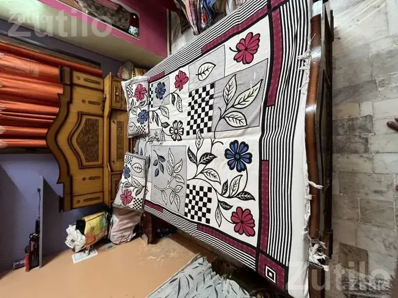 Pure Wooden Bed with Floral Mattress - Beds & Mattresses - Khambhalia - Image 4