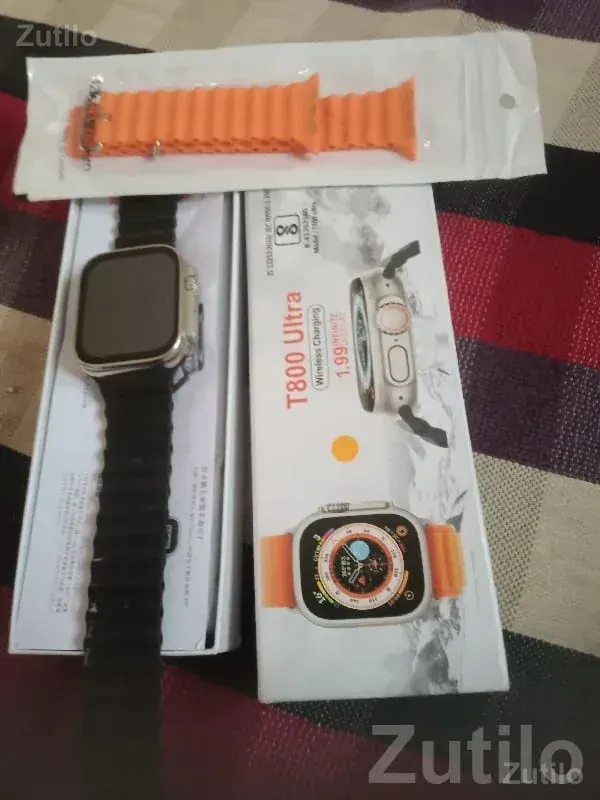T800 Ultra Smart Watch Orange Strap - Smart Watches - Bhanvad - Image 2