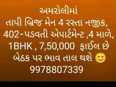 1BHK Flat for Sale on 4th Floor in Amroli