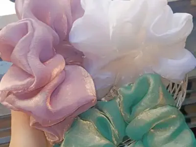 Shimmer Satin Scrunchie Combo Set of 8 Shimmer Satin Scrunchie Combo Set of 8