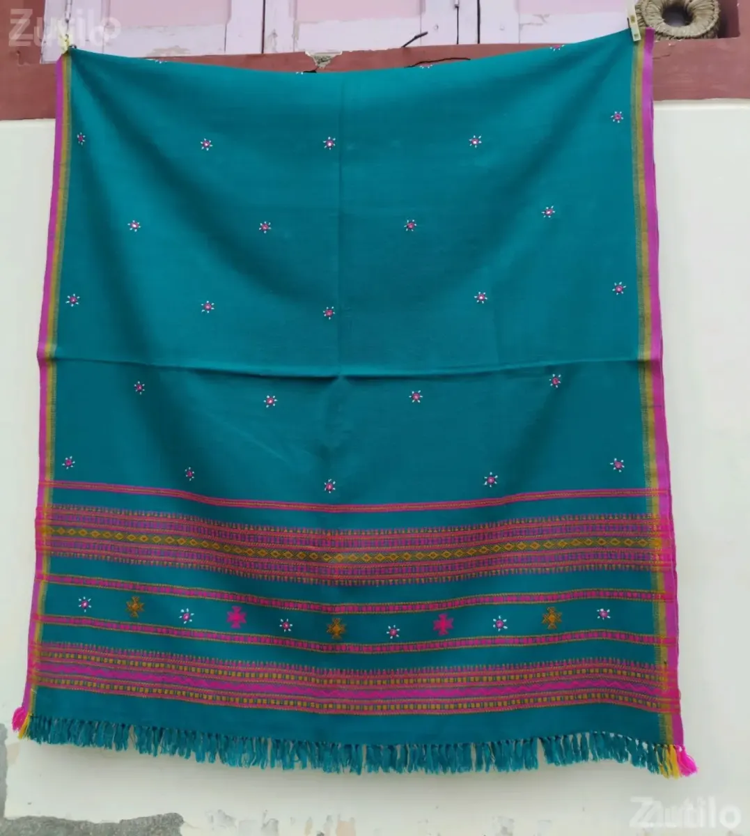 Woolen Shawl 36x84 Orange Design - Women's Wear - Mandvi - Image 3