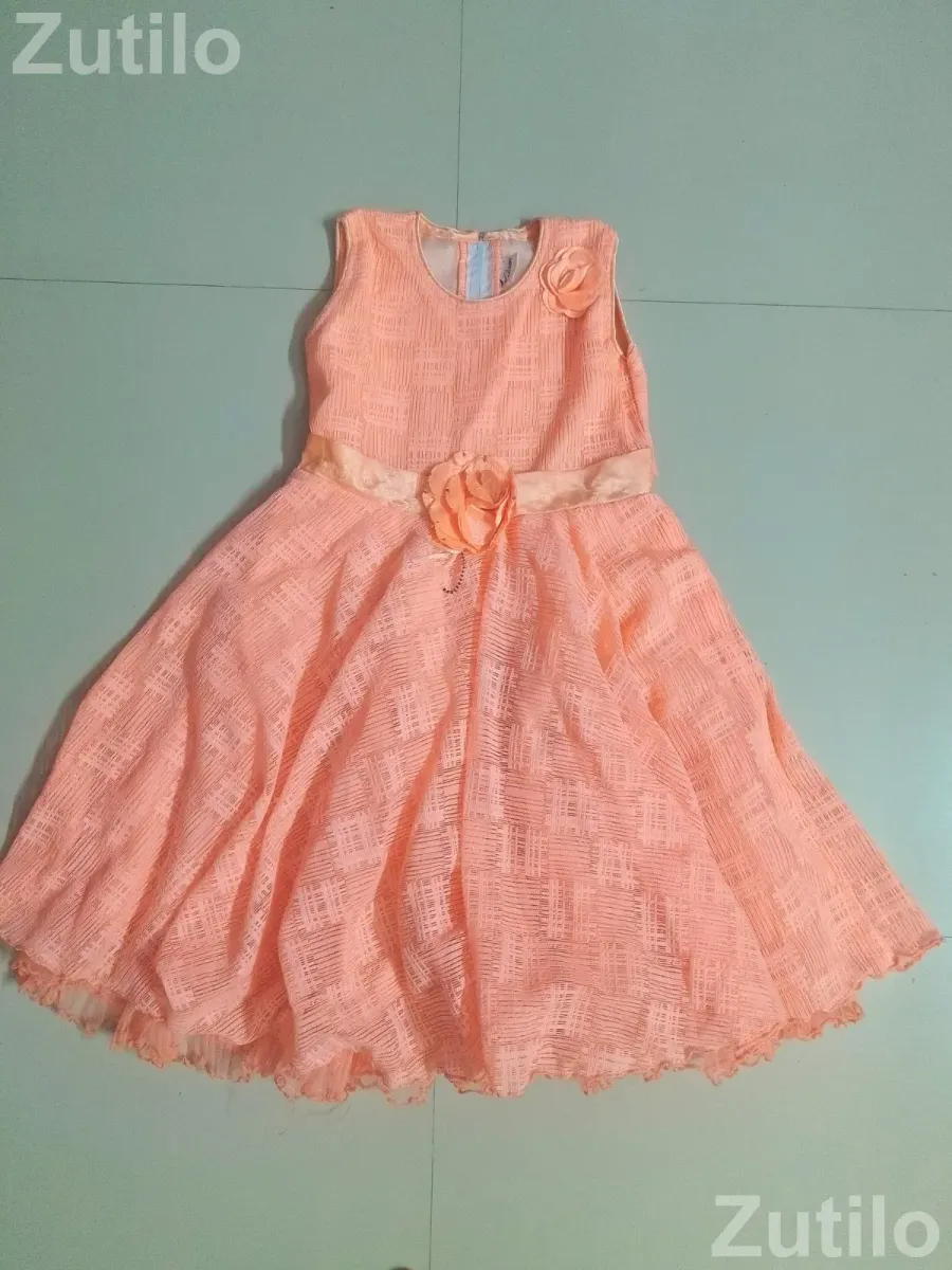 Kid Girl Peach Net Frock - બાળકોના કપડા - વડોદરા શહેર - Image 1