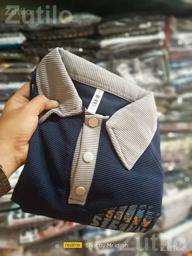 Men's Blue Collar T Shirt - પુરુષોના કપડા - લાખતર - Image 5